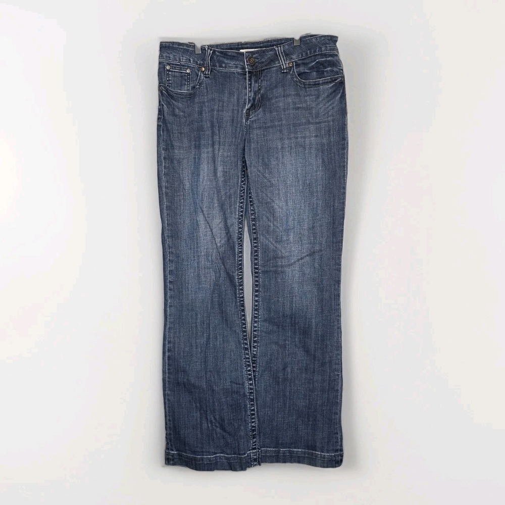 Stetson City Trouser Jeans Women 14 Long Blue Wide Leg Medium Wash Denim Western